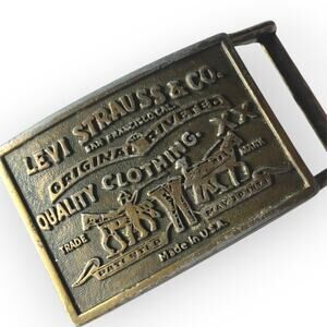 VINTAGE LEVI STRAUSS & Co Belt Buckle - Solid Brass Estate Jewelry, very worn